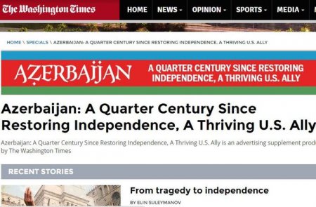 “Washington Times” Azərbaycandan yazdı