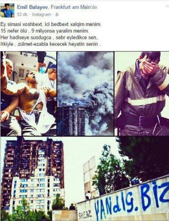 Populyar idmançımız yanğından yazdı