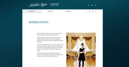 Mehriban Əliyevanın rəsmi saytı yeni dizaynda istifadəyə verildi