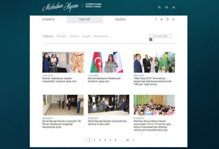 Mehriban Əliyevanın rəsmi saytı yeni dizaynda istifadəyə verildi