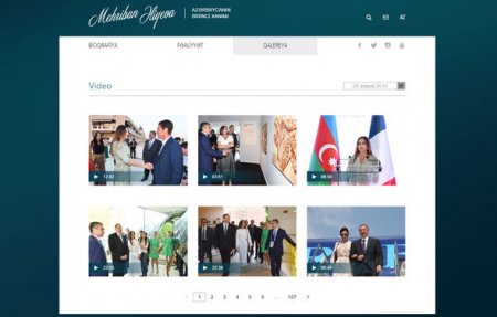 Mehriban Əliyevanın rəsmi saytı yeni dizaynda istifadəyə verildi