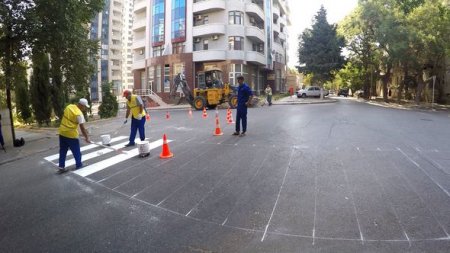 Yeni tədris ili ilə əlaqədar piyada zolaqları çəkildi