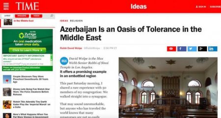 “Time”: Azərbaycan Yaxın Şərqdə tolerantlıq vadisidir
