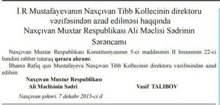 Vasif Talıbov kollecin direktorunu işdən qovdu