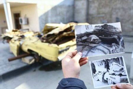 Rus tankının əzdiyi maşından sağ çıxan azərbaycanlı