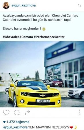 Xalq artisti özünə 90 min dollarlıq maşın aldı