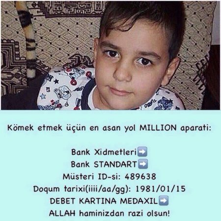 6 yaşlı uşağın xəstəliyinə biganə qalmayaq!