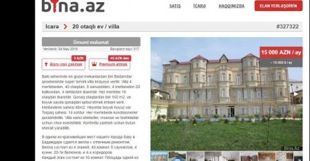 Bakıda 40 otaqlı villa kirayə verilir