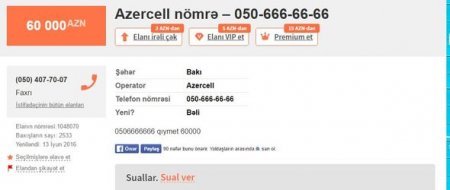 Bakıda ev qiymətinə mobil nömrə satılır