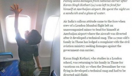 On bir yaşlı uşağı Bakı aeroportunda unutdular
