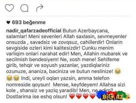 Nadir İnstaqram səhifəsini bağladı