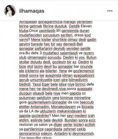 İlhamə Bakıdakı məşhur gecə klubunu biabır etdi