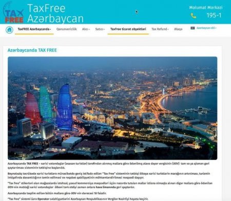 “Tax Free” ilə bağlı internet saytı istifadəyə verildi