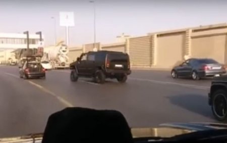 Toy karvanında “Hummer”lə təhlükəli manevrlər