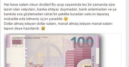 “Facebook”da dolların “qara bazar”ı yaradıldı