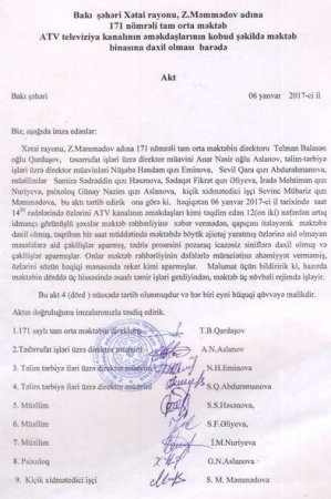 ATV-nin “Yoxlama”sı orta məktəbdə qalmaqala səbəb oldu