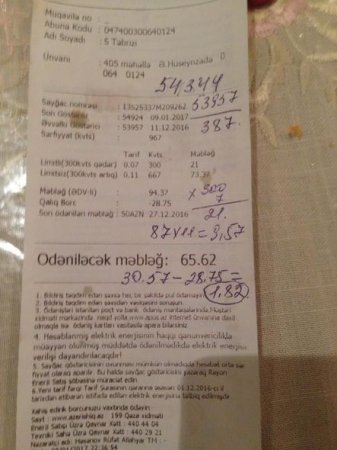 Azərbaycanlı məşhur işıq qəbzindəki rəqəmləri görüb təəccübləndi