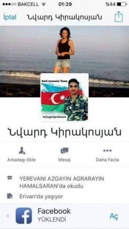 Şəhidimizin şəkili ermənilərin profilində