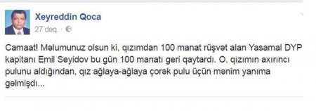 Yol polisinin tanınmış ziyalının qızı ilə rüşvət qalmaqalı: Məsələ ictimailəşdi