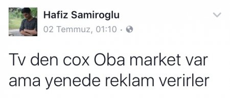 Facebookda "Oba" market gündəm oldu