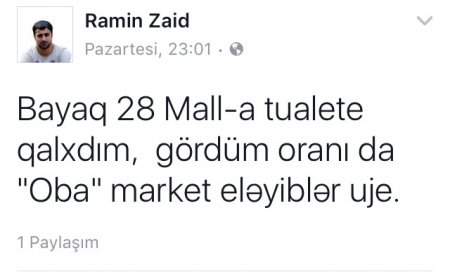 Facebookda "Oba" market gündəm oldu