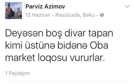Facebookda "Oba" market gündəm oldu