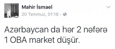 Facebookda "Oba" market gündəm oldu