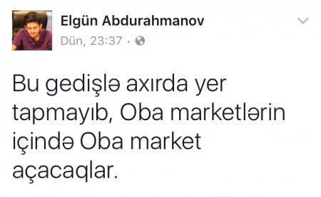 Facebookda "Oba" market gündəm oldu