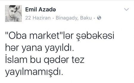 Facebookda "Oba" market gündəm oldu