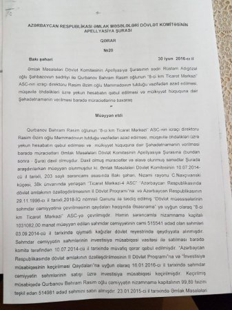 Əmlak Komitəsi Prezident yanında Şuranın qərarını vecinə almır