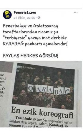 Türkiyədən Azərbaycana jest: Derbidə “QARABAĞ” plakatı açıla bilər