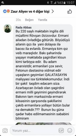 Bakıda ermənipərəst müəllim işdən qovuldu