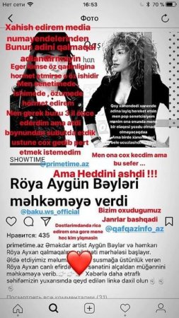 Röya Ayxan Aygün Bəyləri məhkəməyə verdi