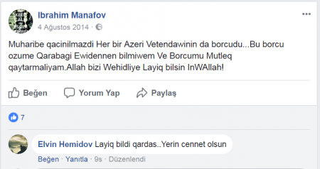 Dünən şəhid olan əsgərimizin ürəkləri dağlayan statusu