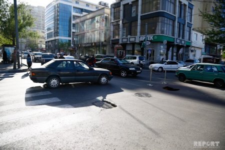 Həsən Əliyev küçəsinin bir hissəsi çökdü