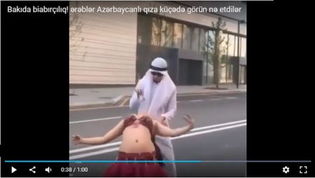 Ərəb oğlanla qızın Bakının ortasında göbək rəqsi