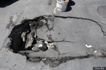 Bakıda yenə asfalt çökdü
