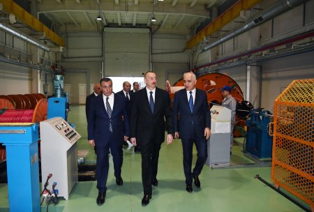 İlham Əliyev Bakıda zavodun açılışında iştirak edib