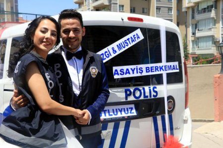 Polis avtomobilini gəlin maşını etdilər