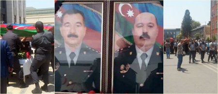 Gəncədə qətlə yetirilən polkovniklərlə vida və dəfn mərasimi