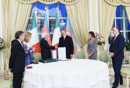 İtaliya Prezidentinə “Heydər Əliyev” ordeni təqdim edildi