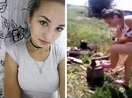 Gənc qız pişik balasını doğradı