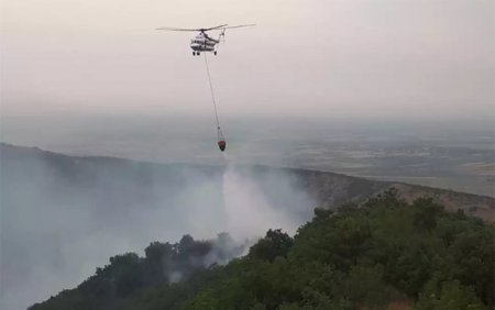 Ağsu və Şamaxı rayonlarının sərhədində meşə yanır
