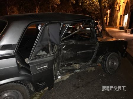 Bakıda işıqforun qırmızı işığında keçən taksi qəza törətdi, xəsarət alanlar var