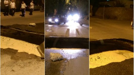 Sumqayıtda yol çökdü