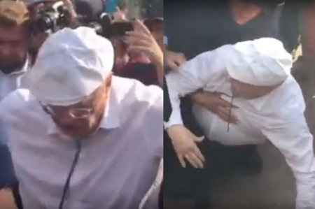 Etirazçılar Jirinovskini yerə yıxdılar