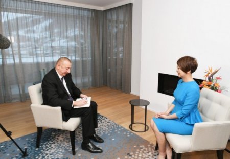 İlham Əliyev Davosda Çinin CGTN televiziyasına da müsahibə verib